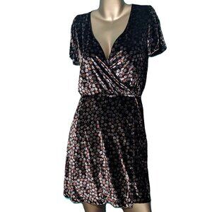 Madewell Floral Velvet Short Wraparound Dress Size XS Preowned